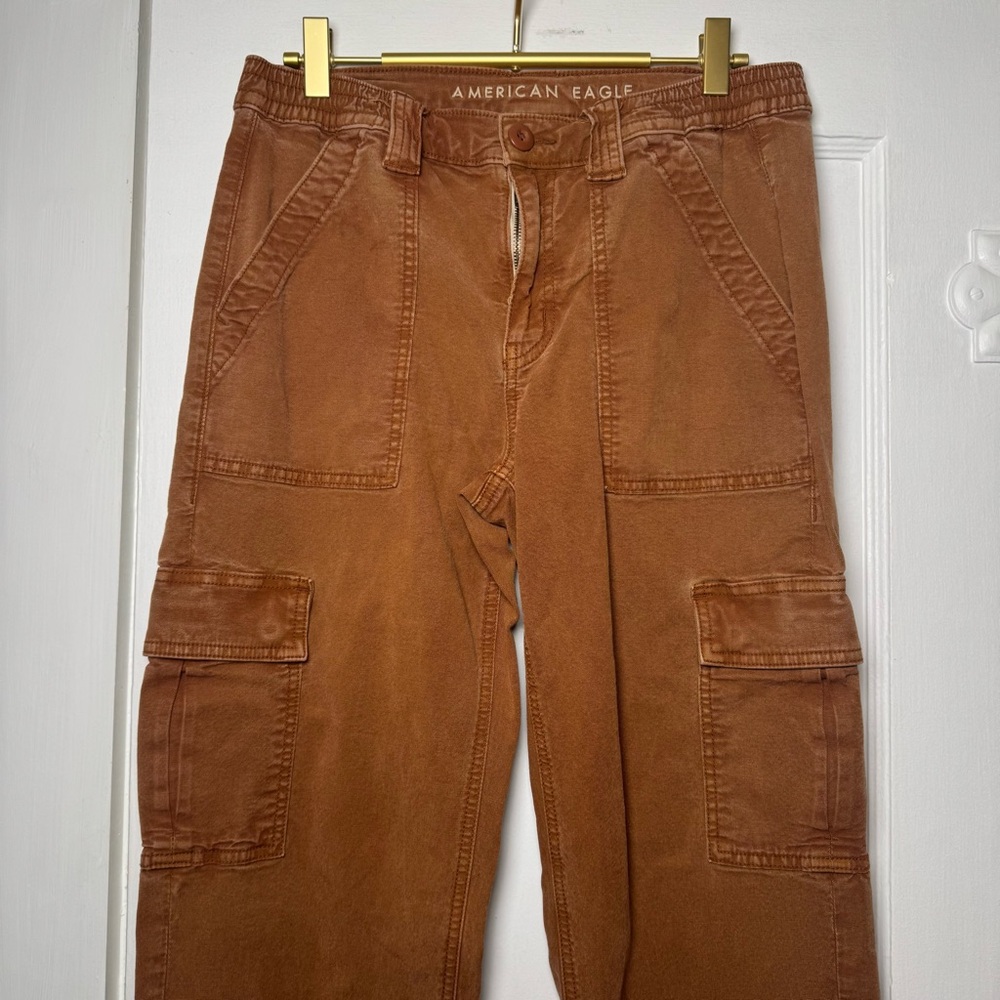 American Eagle Stretch Cargo Straight Pant Burnt Orange 8 Long - Picture 6 of 13